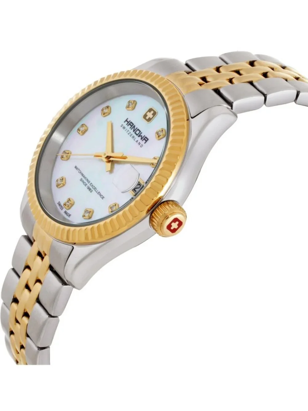 NWT Hanowa Sense Quartz Mother of Pearl Dial Two-Tone Ladies Watch